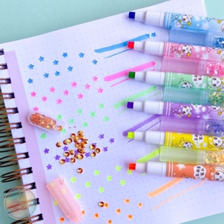 Marca texto carimbo estrelinha neon em Oferta na Shopee