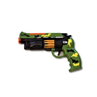Arminha de Brinquedo Pistola Som e Luz Gira Tambor Camuflada