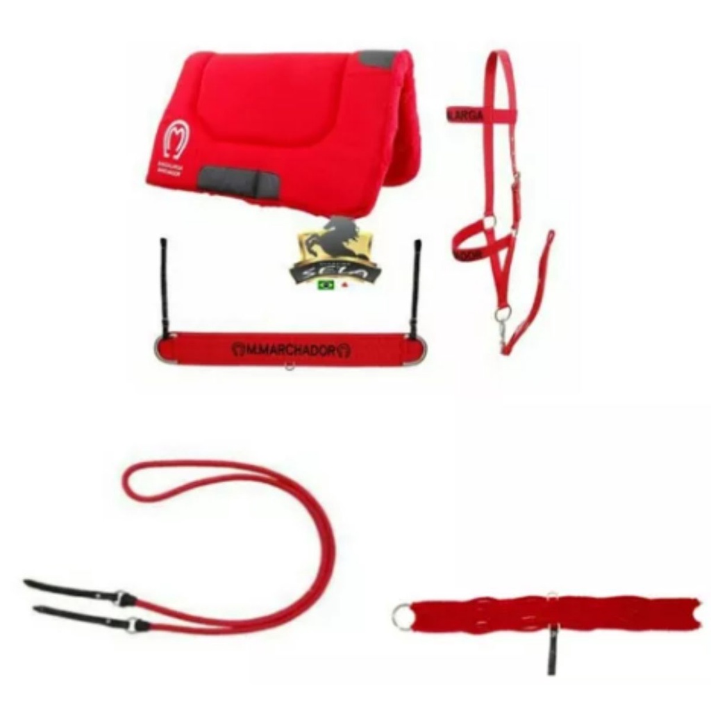 Kit Manta Cabresto Peitoral Rédea E Cilha De Lã