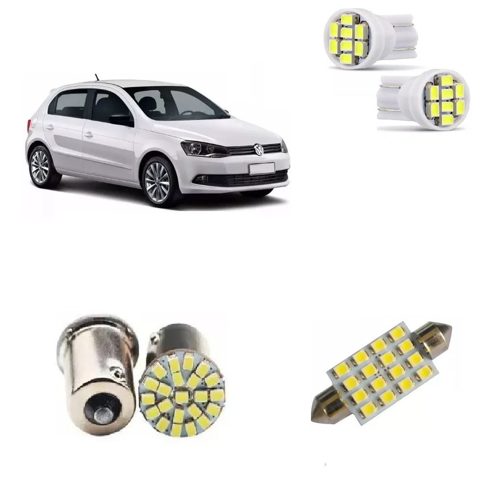 Kit Lâmpadas Led Teto. Placa. Ré Gol Voyage G2 G3 G4 G5 G6 G7