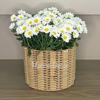 Kit Vaso Cachepô 20x15cm Crisântemo Redondo de Fio