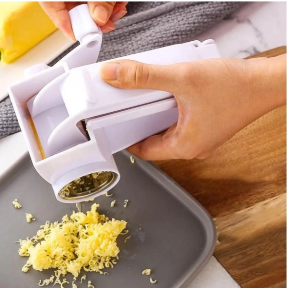 Ralador de Queijo Giratório Manual c/Lâminas Aço Inox com Manivela