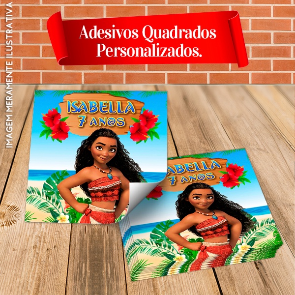 Adesivos Quadrados Personalizados Moana