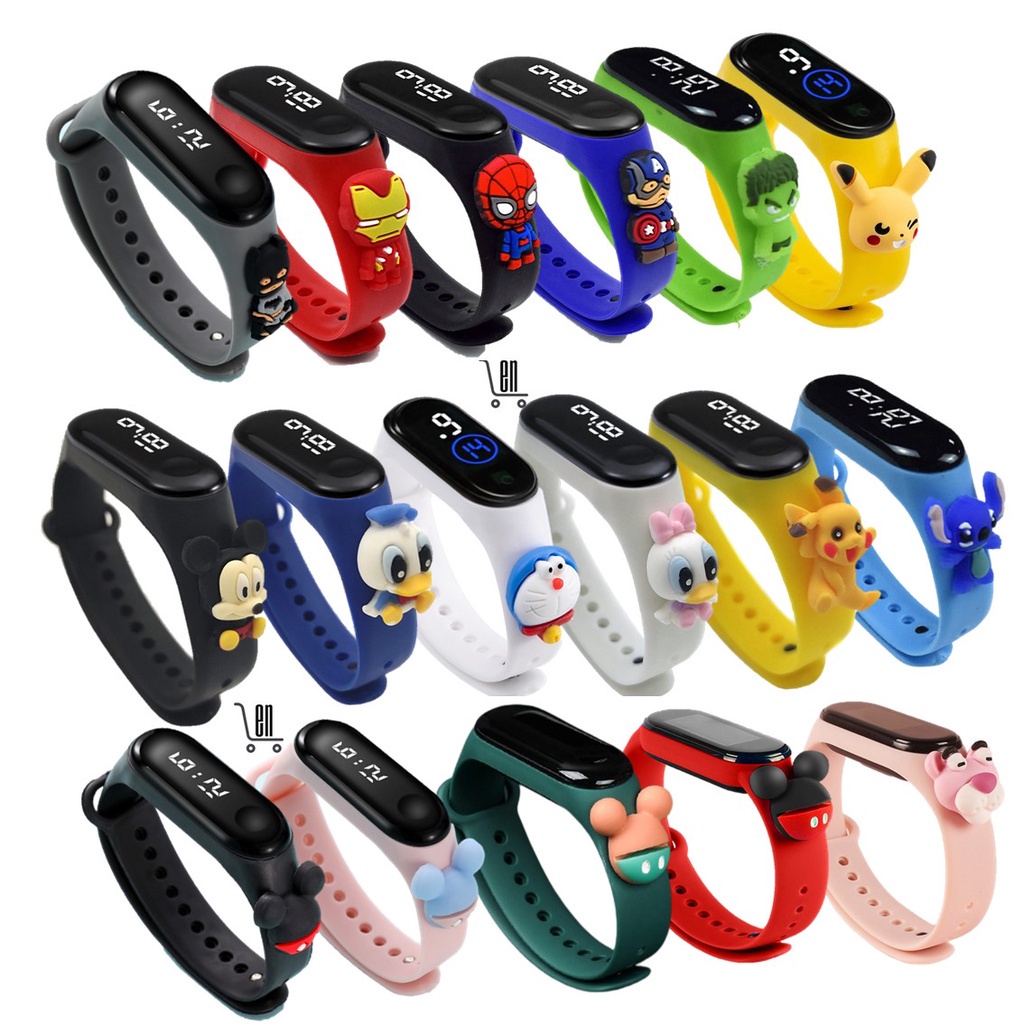 Relógio Digital Led Infantil Super Hérois Princesas Disney Smartband