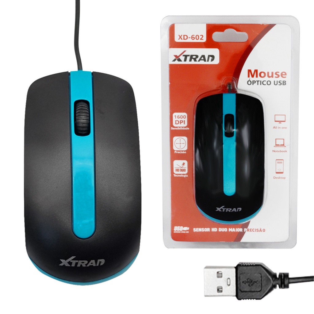 Mouse USB com fio óptico para computador e notebook XD-602