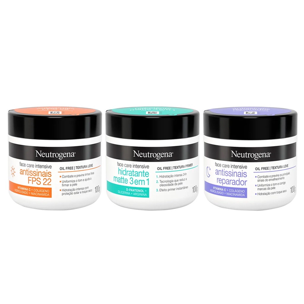 Kit C/3 Cremes Facial Neutrogena 100g em Oferta na Shopee