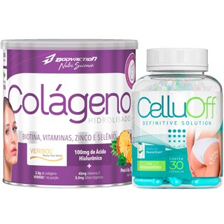 Colágeno Verisol com Ácido Hialurônico 200g + Celluoff 30 Caps Bodyaction em Oferta na Shopee