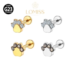 Piercing Helix Conch Labret Titânio PVD Patinha Zircônia《Lomiss semijoias》