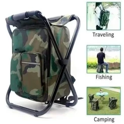Banqueta Dobrável Com Bolsa Mochila Semi Térmica Camuflado E Cores Sortidas Camping Acampamento