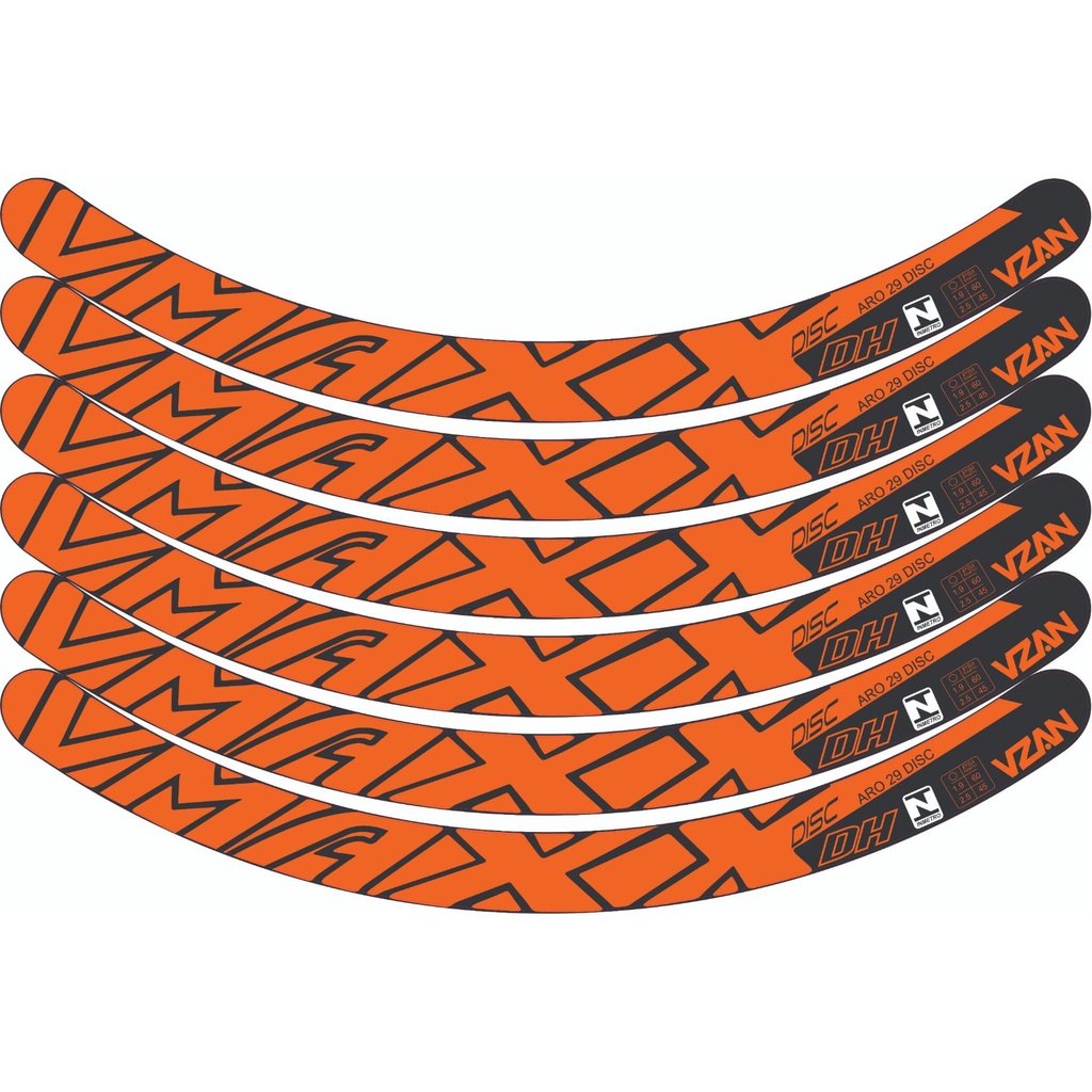 6 Adesivos Aro 29 Vmaxx Freio A Disco kit para 1 roda Laranja