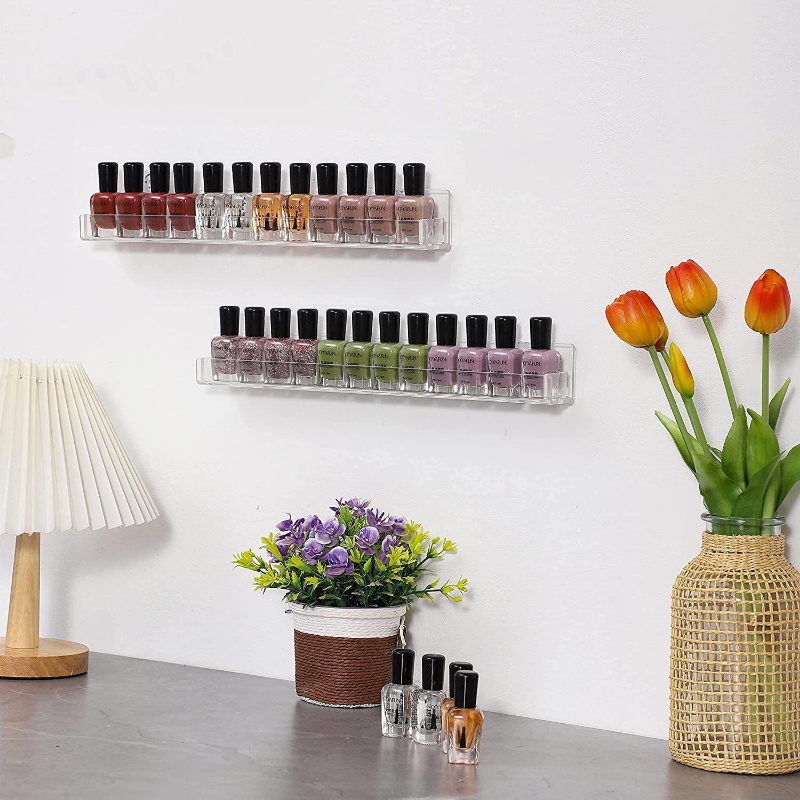 Expositor de esmalte grande prateleiras aéreo flutuante Montado Para manicures salão de beleza transparente Acrilico