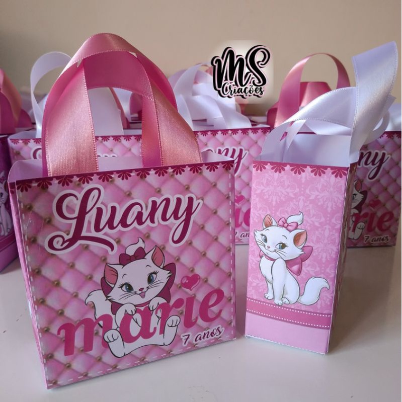 KIT 10/15/20 Sacolinhas Supressa, Festa Gatinha Marie,  Lembrancinhas, Aniversário, Personalizadas.
