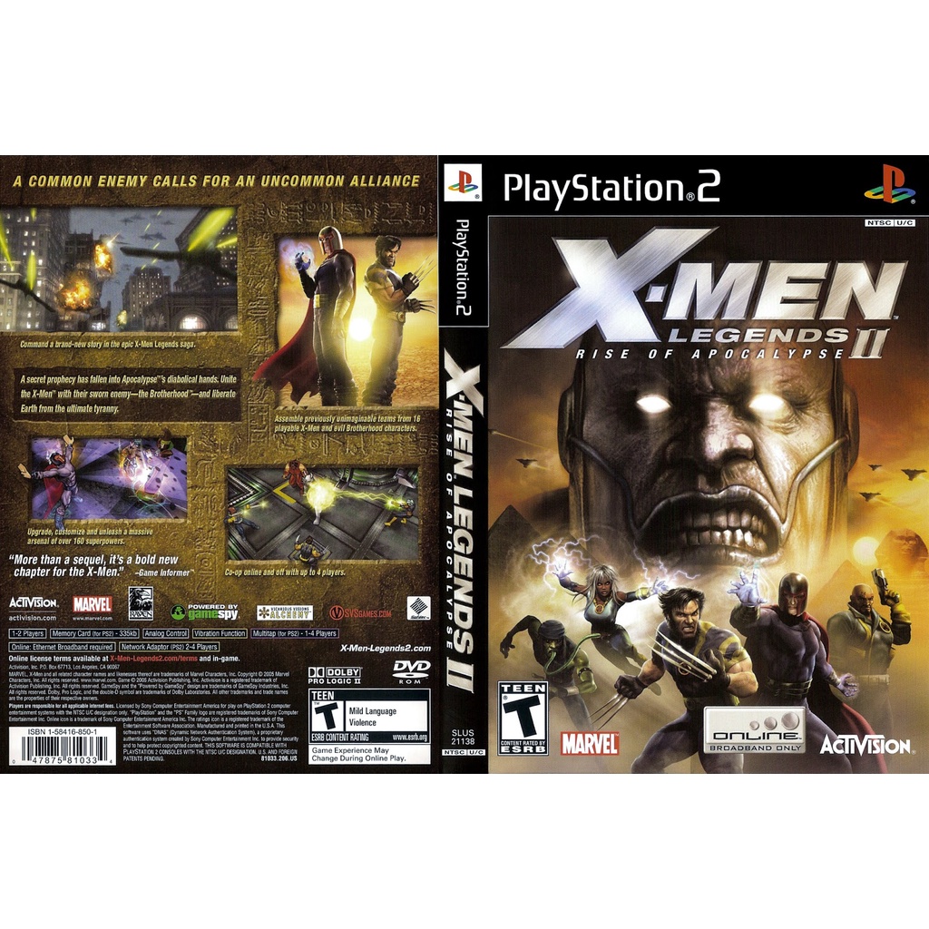Jogo X-Men Legends II: Rise of Apocalypse Playstation 2 Com arte no disco