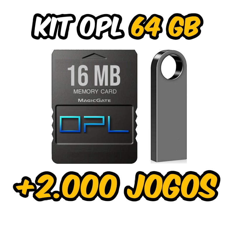 Kit Ps2 Memory Card Opl + Pendrive 2000 jogos Só Plugar e Jogar