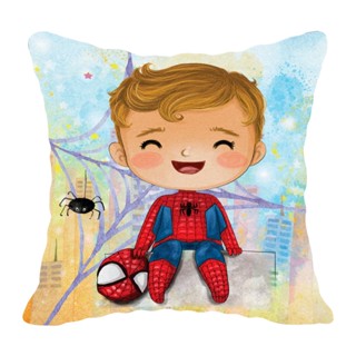 Capa de Almofada Infantil Heróis Baby - Em Veludo- Estampa Digital - Velvet Print - 32cm x 32cm.
