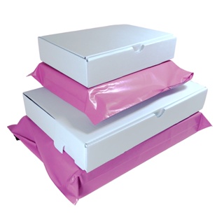 Kit Mini Envios Papelão Branco 10 Caixas 16x11x3 + 10 Caixas 24x16x4 + Envelopes Rosa Lilás em Oferta na Shopee