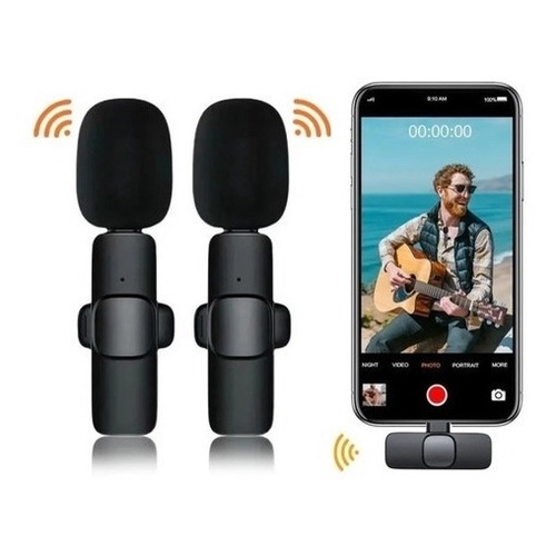 Microfone Lapela Sem Fio Para Android E iPhone Conjunto de microfones de lapela de transmissão sem fio curto gravação de vídeo exigível microfone portátil streaming