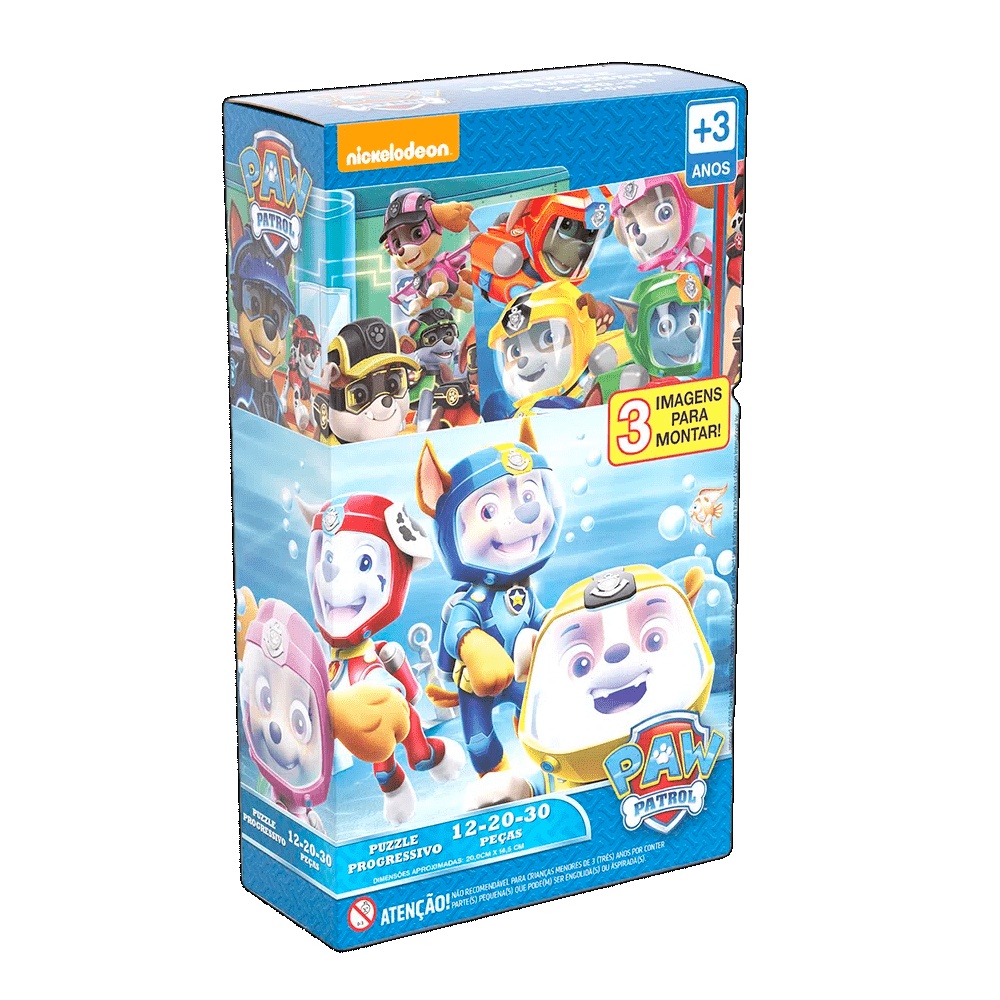 Quebra Cabeça Progressivo Patrulha Canina (12/20/30 Peças) - Grow 3355 em Oferta na Shopee