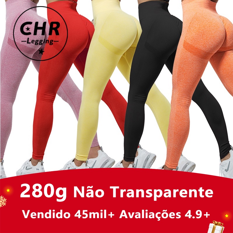CHR Calça Legging Academia Levanta Bumbum Macacão Fitness Sem Costura Cintura Alta