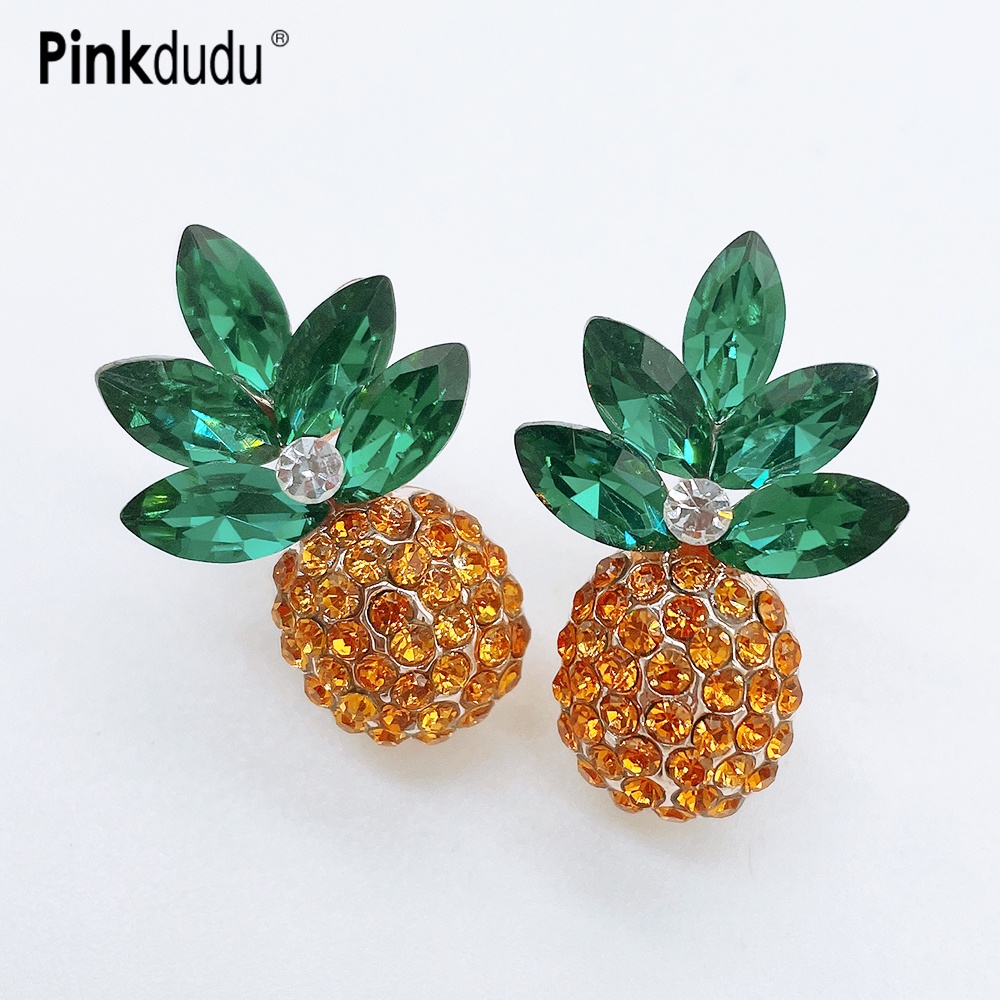 Pinkdudu Fashion Alloy Rhinestone Brincos De Cavilha De Ananás Embutida Cor Cristal Frutas Forma Para Jóias Femininas PD527 em Oferta na Shopee