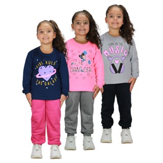 Kit 3 Conjunto Moletom Feminino infantil bebê 5 meses a 6 Anos