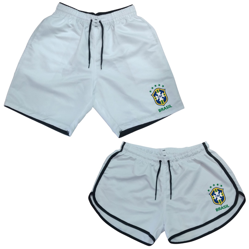 Kit Shorts Mozão Brasil Conjunto Casal Namorados Combinadinhos