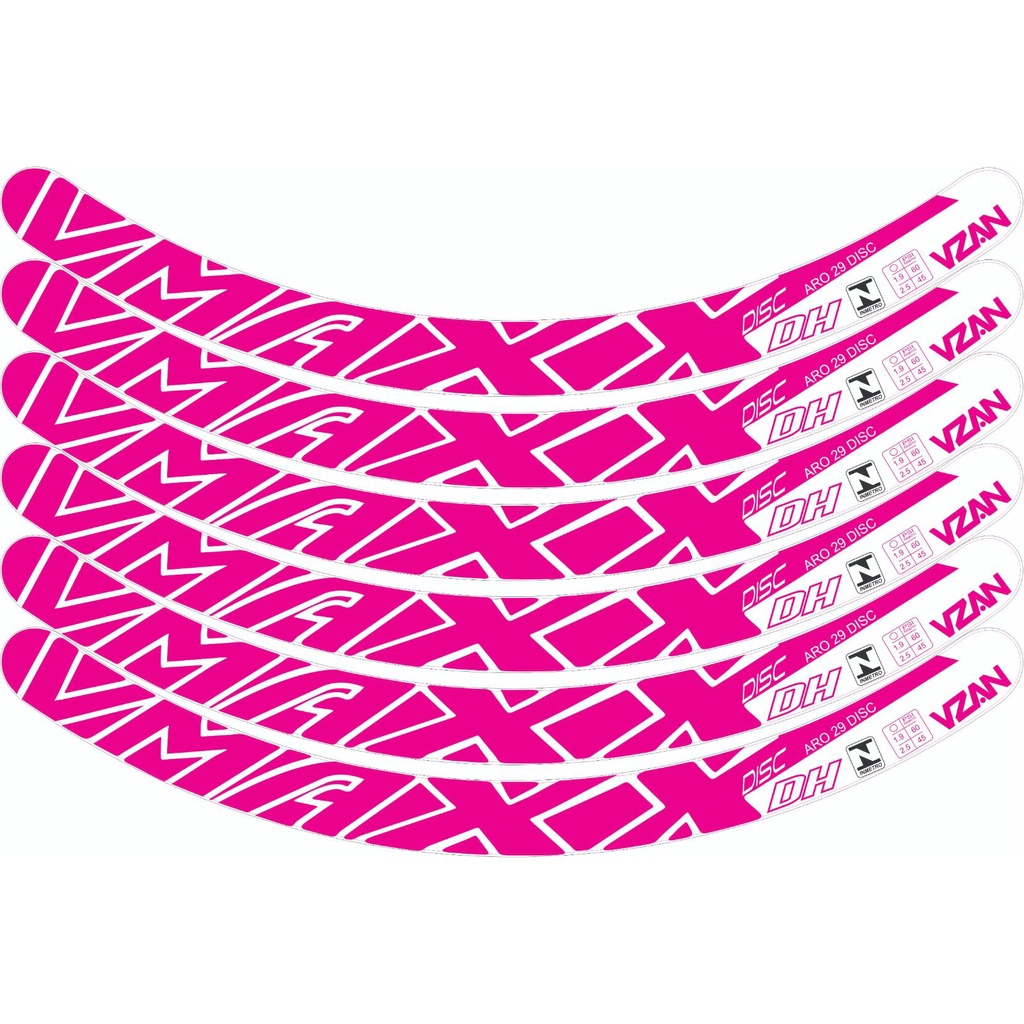 6 Adesivos Aro 29 Vmaxx Freio A Disco kit para 1 roda rosa