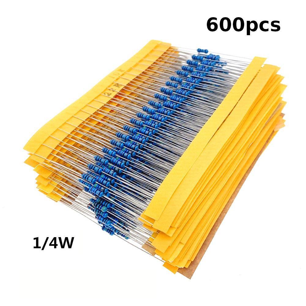 Kit 600 Resistores 1/4w 1% Precisão Reistência Resistor 30 Valores Diferentes 220r 1k 10k 100k 1m em Oferta na Shopee