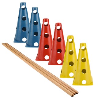 Kit Funcional 06 Cones Com Barreiras Agilidade Treino Futebol Cone Treino Salto