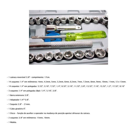 Jogo De Soquete 40 Peças Chave Catraca Reversível  Promoção em Oferta na Shopee