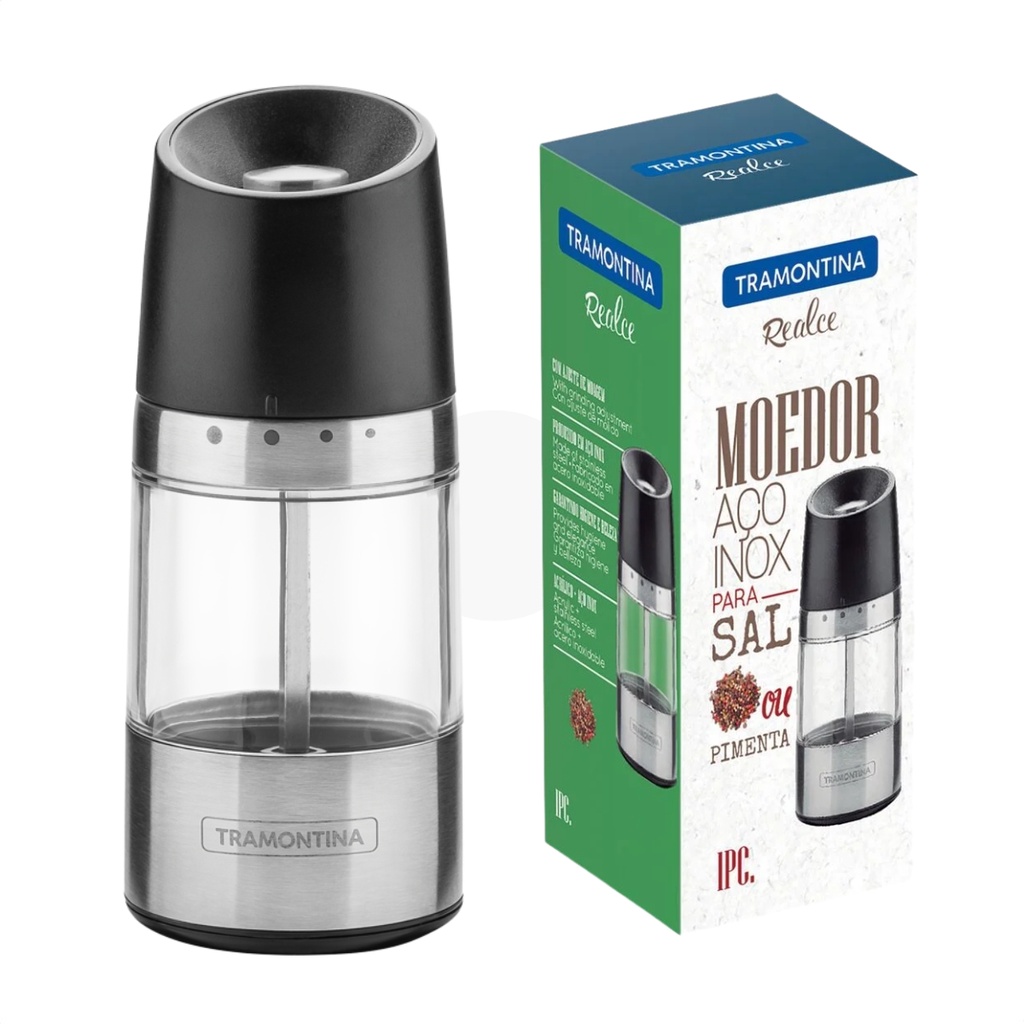 Moedores De Sal Grosso E Pimenta Do Reino Em Aço Inox Para Cozinha Moderna Tramontina em Oferta na Shopee