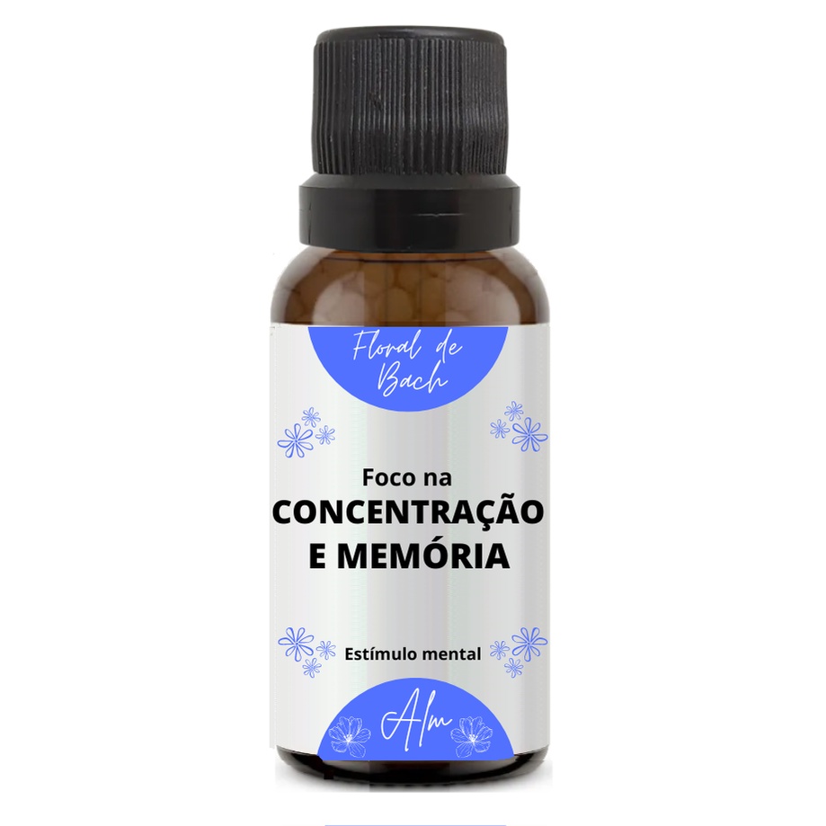 Floral de Bach Concentração e Memória Glóbulos 25g - sem álcool - ALM Florais, 100% natural