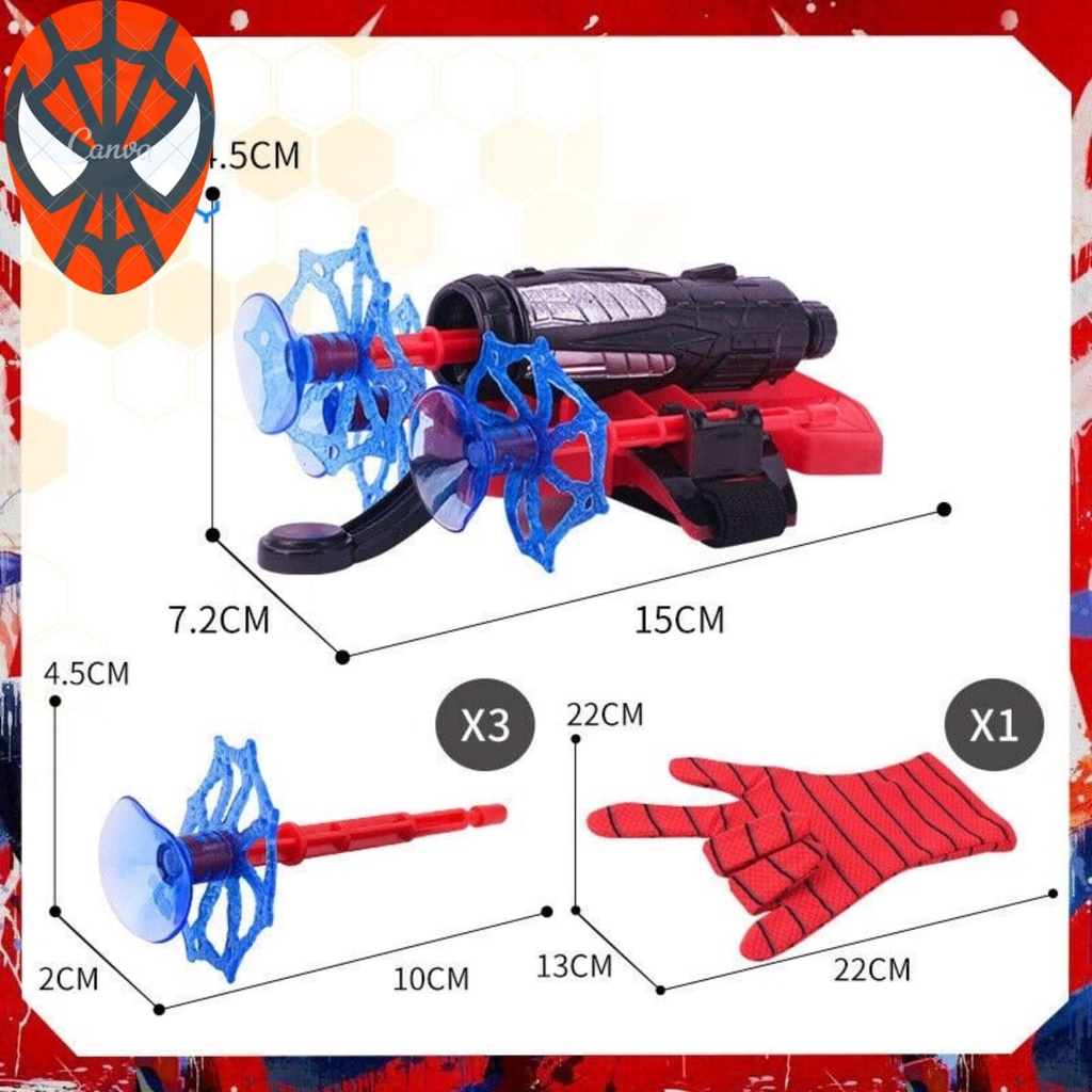 kit Duas Luvas Homem Aranha Infantil Atirador de Teia Dardo Brinquedo Spider Man — imagem 2 de 2