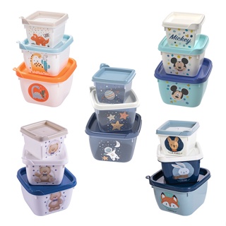 Conjunto de Potes de Plástico Infantil Bebê Conect 3 Unidades Quadrados Meninos - Plasútil em Oferta na Shopee