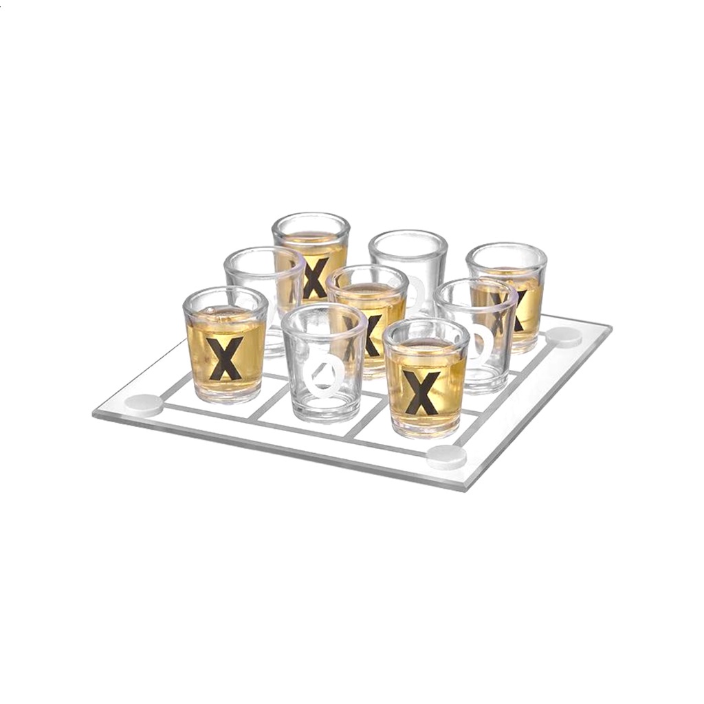 Jogo Da Velha Shot Drink Com 9 Copos e Tabuleiro Shot 13X13CM