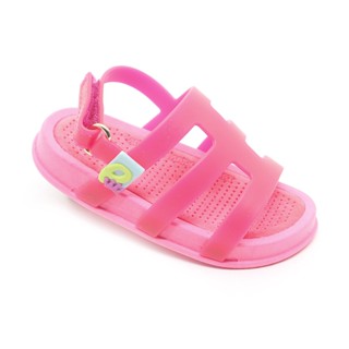Sandália Infantil Plugt Menina Blogueirinha Confortável Básica Tiras Pink Neon