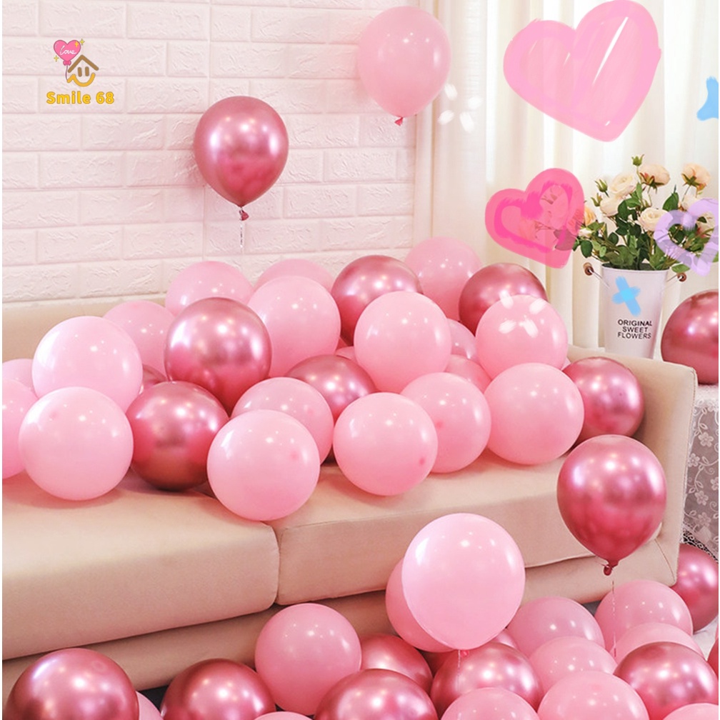 Kit 75 Balão Bexiga 7 ROSA CLARO + ROSA Cromado 5 Polegadas Metalizado Para Festa em Oferta na Shopee