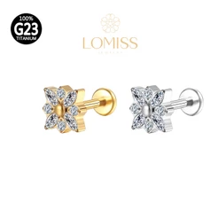 Piercing Helix Conch Labret Titânio PVD Flor Zircônia 《Lomiss semijoias》