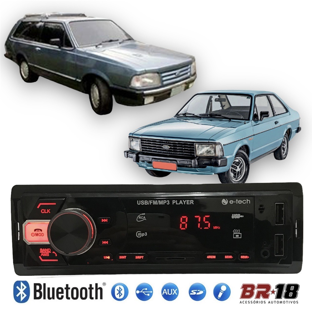 Radio Mp3 Som Automotivo Bluetooth Usb Card Sd Corcel Belina