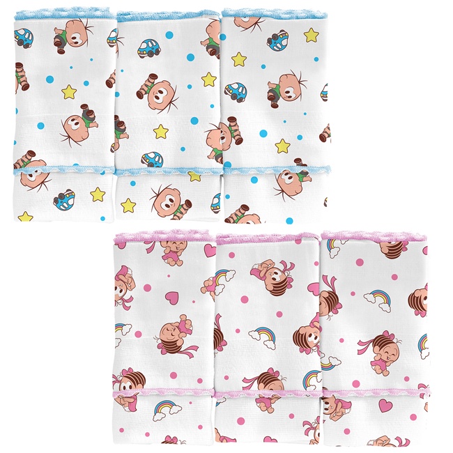 Pano De Boca Turma Da Mônica Baby 3 Unidades - Incomfral