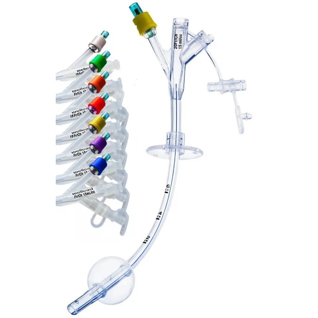 Sonda para Gastrostomia 100% Silicone 03 Vias com Balão - Tamanhos 12 / 14 / 16 / 18 / 20 / 22 / 24 FR