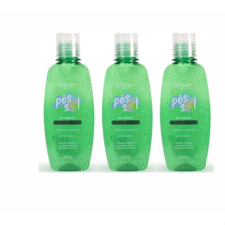 Kit com 03 Frascos de Gel Pós Sol Higie+ Com Extrato de Aloe Vera Praia Verão Acalma a Pele - 200g Cada Frasco em Oferta na Shopee
