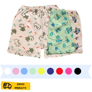 kit 3 short malha estampado bebe 100% algodão