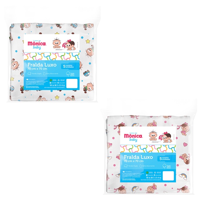 Fralda De Pano Luxo Turma Da Mônica - 5 Unidades - Incomfral em Oferta na Shopee