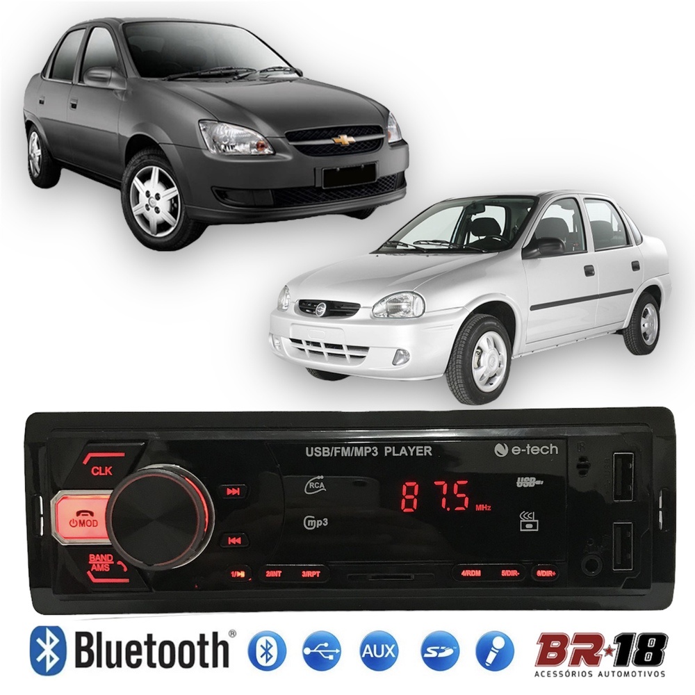 Radio Mp3 Som Automotivo Bluetooth Usb Sd Gm Corsa Classic