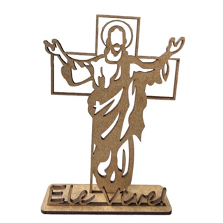 22 Lembrancinhas Páscoa Cristã Jesus Ele Vive MDF CRU 14 x 9 cm em Oferta na Shopee