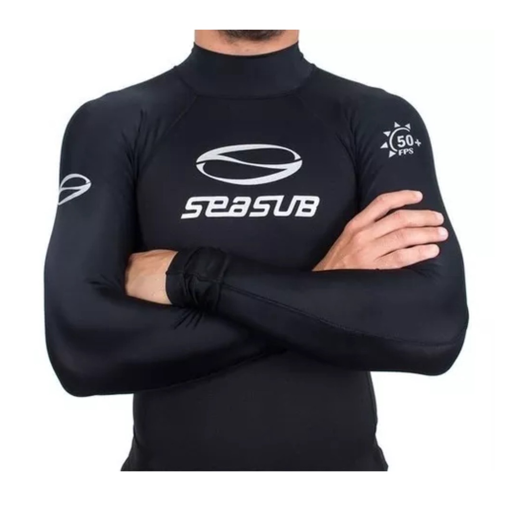 Camisa De Lycra Jersey Manga Longa Seasub Original Mergulho Natação E Pesca Sub Uv50