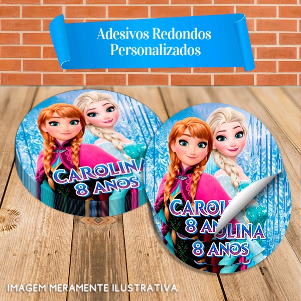 Adesivos Redondos Personalizados com nome e idade Frozen