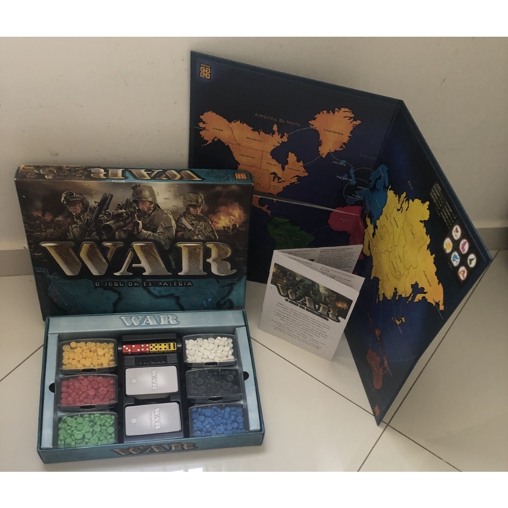 Jogo War Tabuleiro Cartas O Jogo de Estratégia Educativo Edição Especial Raridade Completo Grow