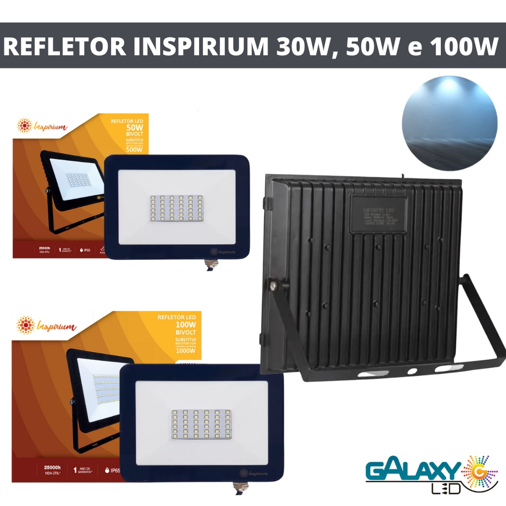 Refletor Led 30W, 50W e 100w alta potência